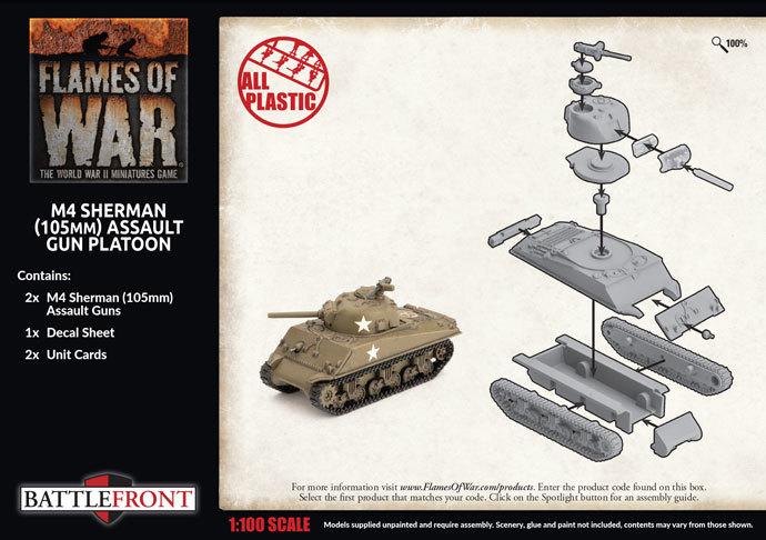 Flames of War: M4 Sherman (105mm) - Assault Gun Platoon (Plastic)