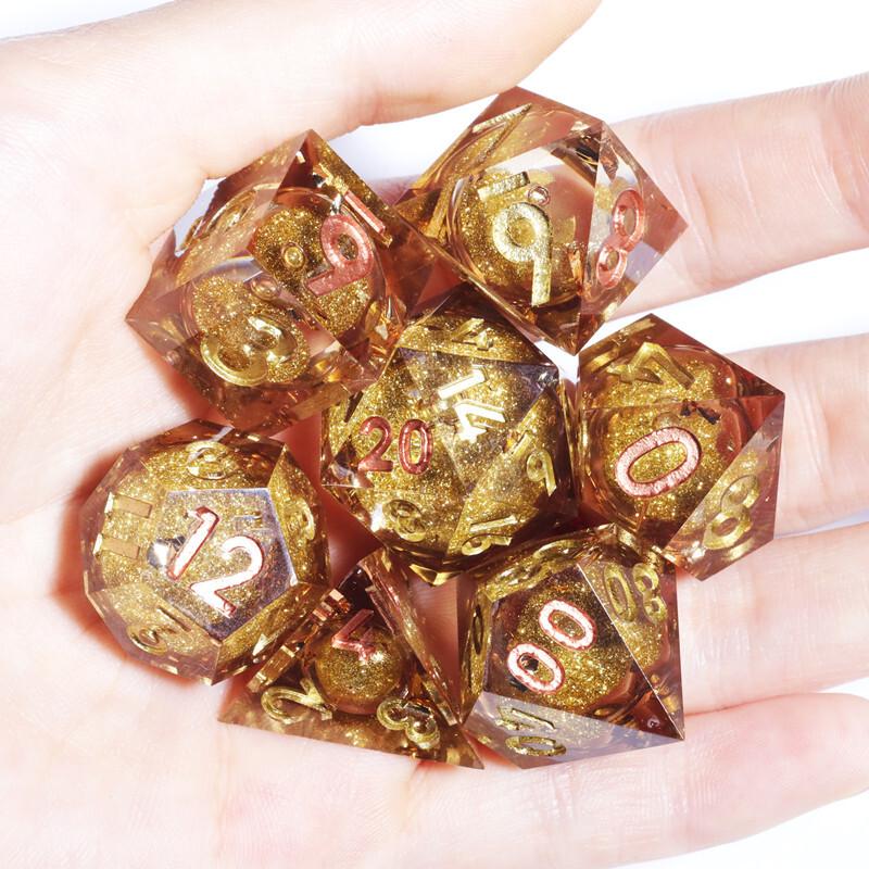 Dudley's Gallery - Midas Touch Sharp Edge Liquid Core Resin Dice Set