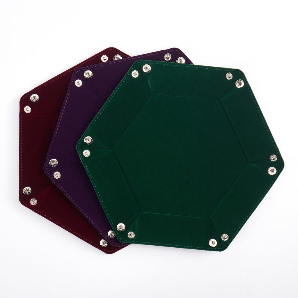 Hexagonal Velvet Dice Tray (Green)