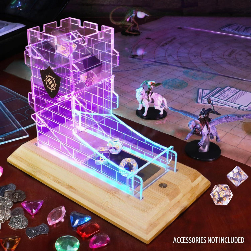Enhance Tabletop: LED Dice Tower and 7pc Clear Dice Set
