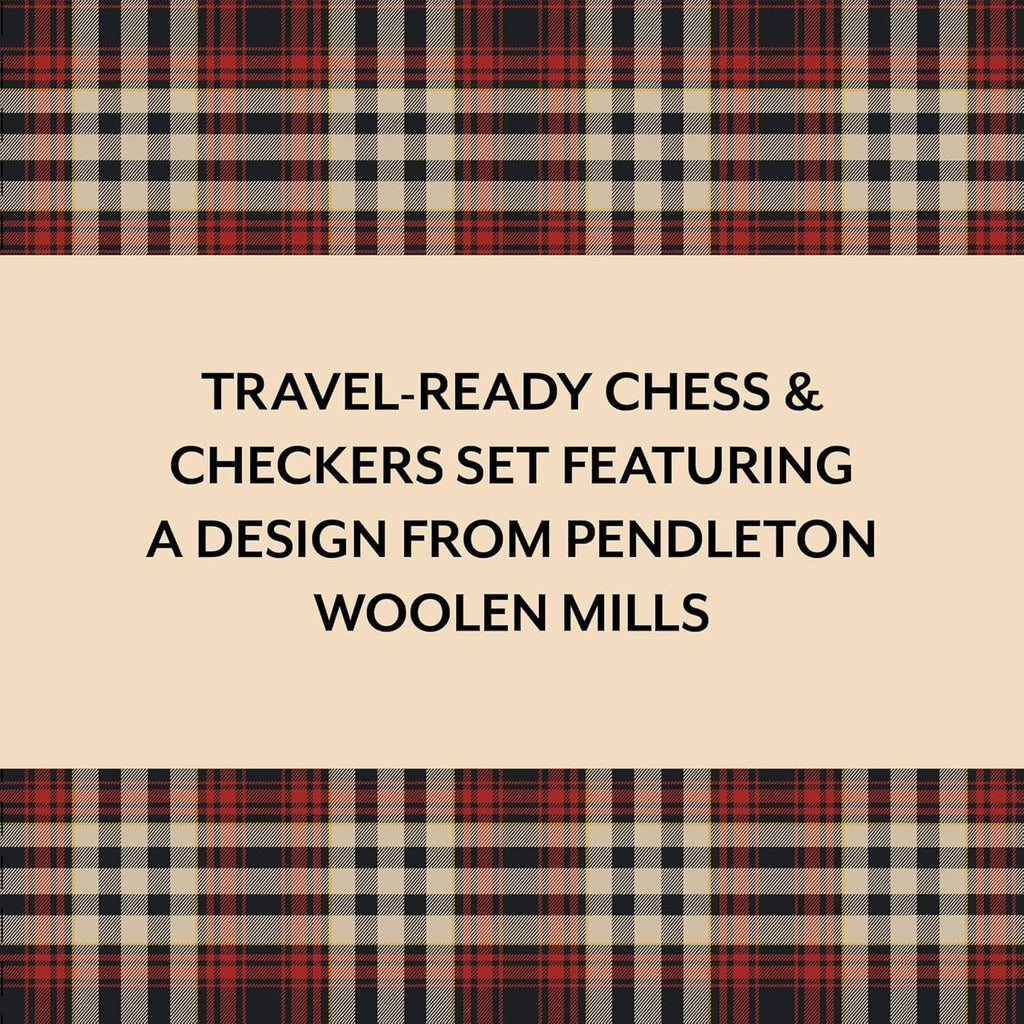 Pendleton: Red Black Check Pattern Chess & Checkers - Travel Ready Roll-Up Edition