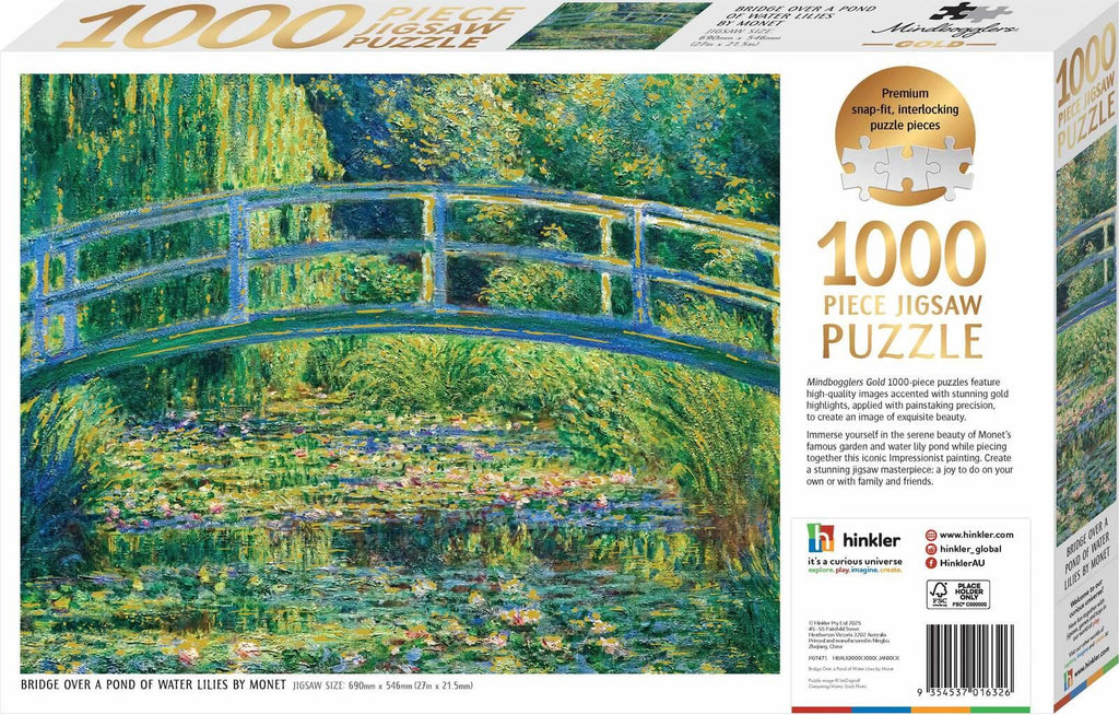 Hinkler: Mindbogglers Gold - Bridge Over a Pond of Water Lilies Puzzle (1000pc Jigsaw)