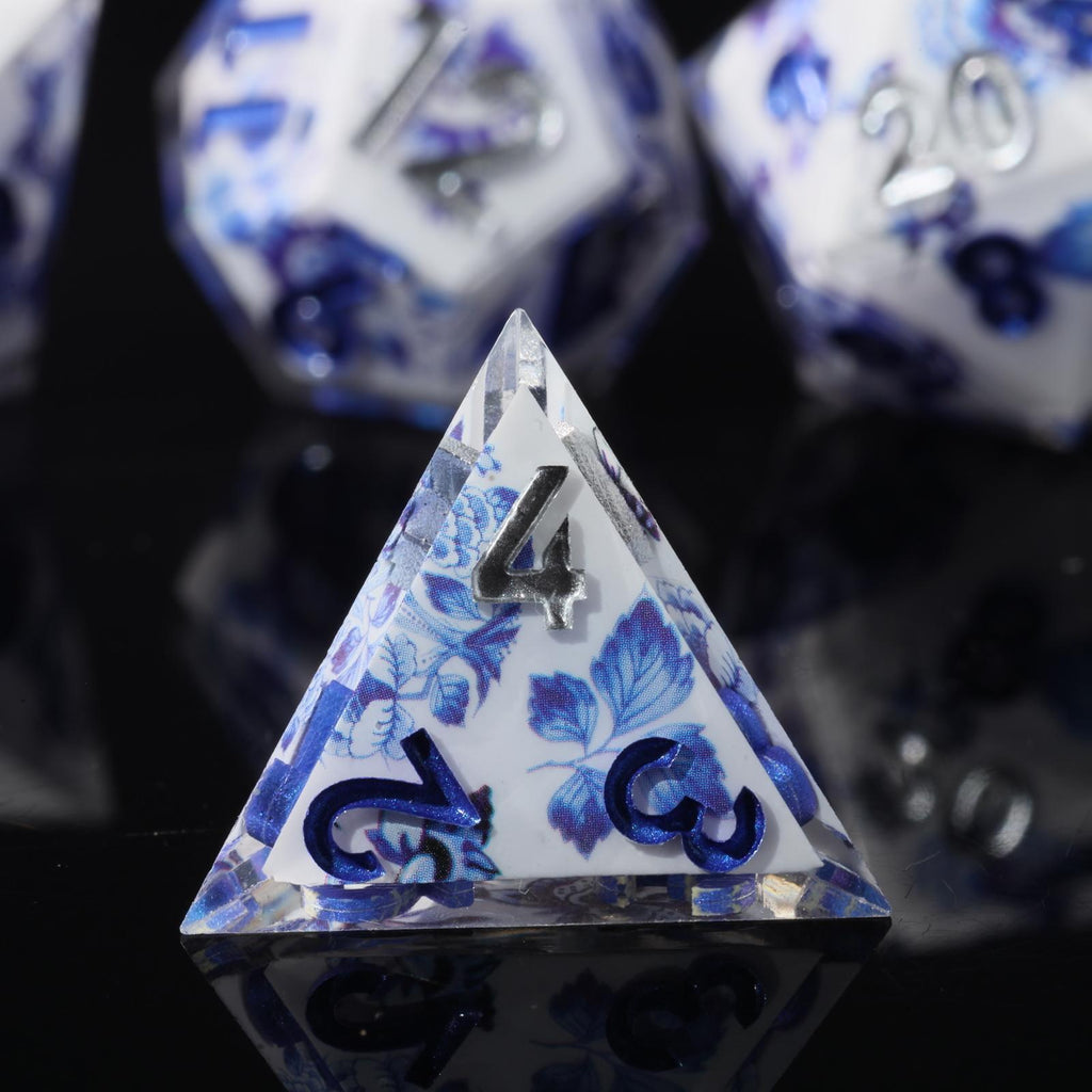 Dudley's Gallery - Porcelain Beauty Sharp Edge Resin Dice Set