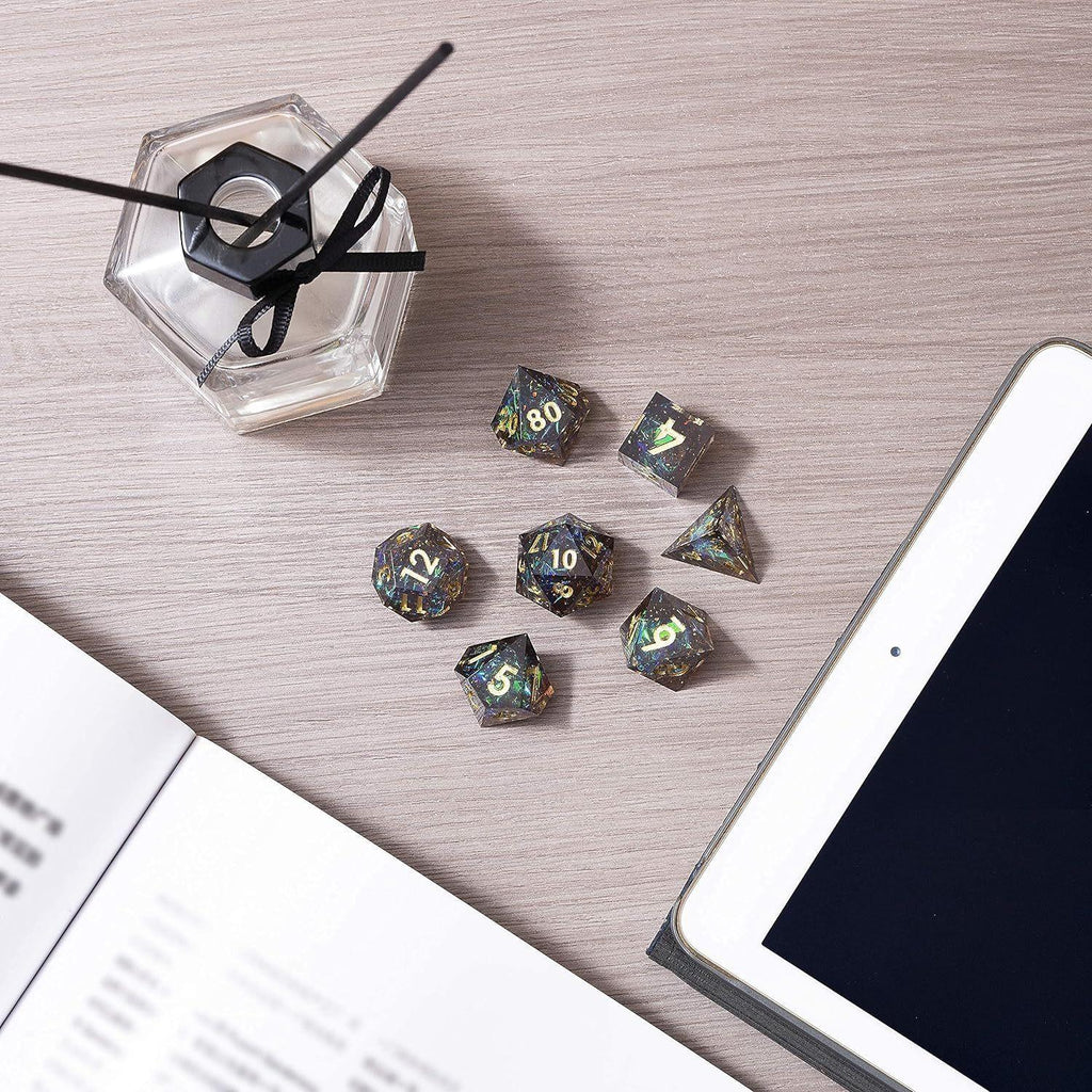 Dudley's Gallery - Shimmering Galaxy Sharp Edge Resin Dice Set