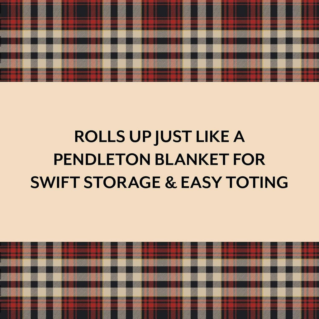 Pendleton: Red Black Check Pattern Chess & Checkers - Travel Ready Roll-Up Edition